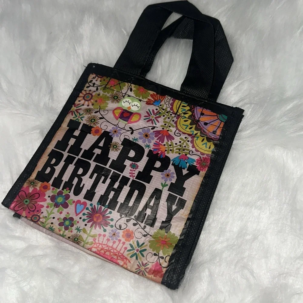 NATURAL LIFE Happy Birthday Tote Double‎ Sided 6” Mini Reusable Gift Bag NEW